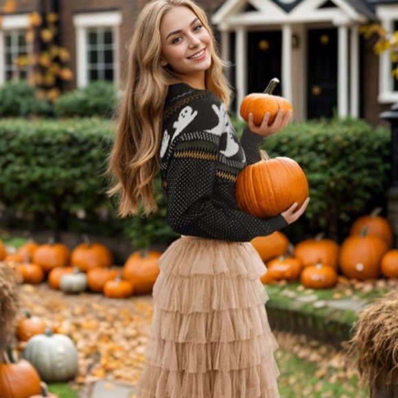 Halloween Sweater Ghostly Fun Retro Crewneck Sweater - Picture 12 of 14